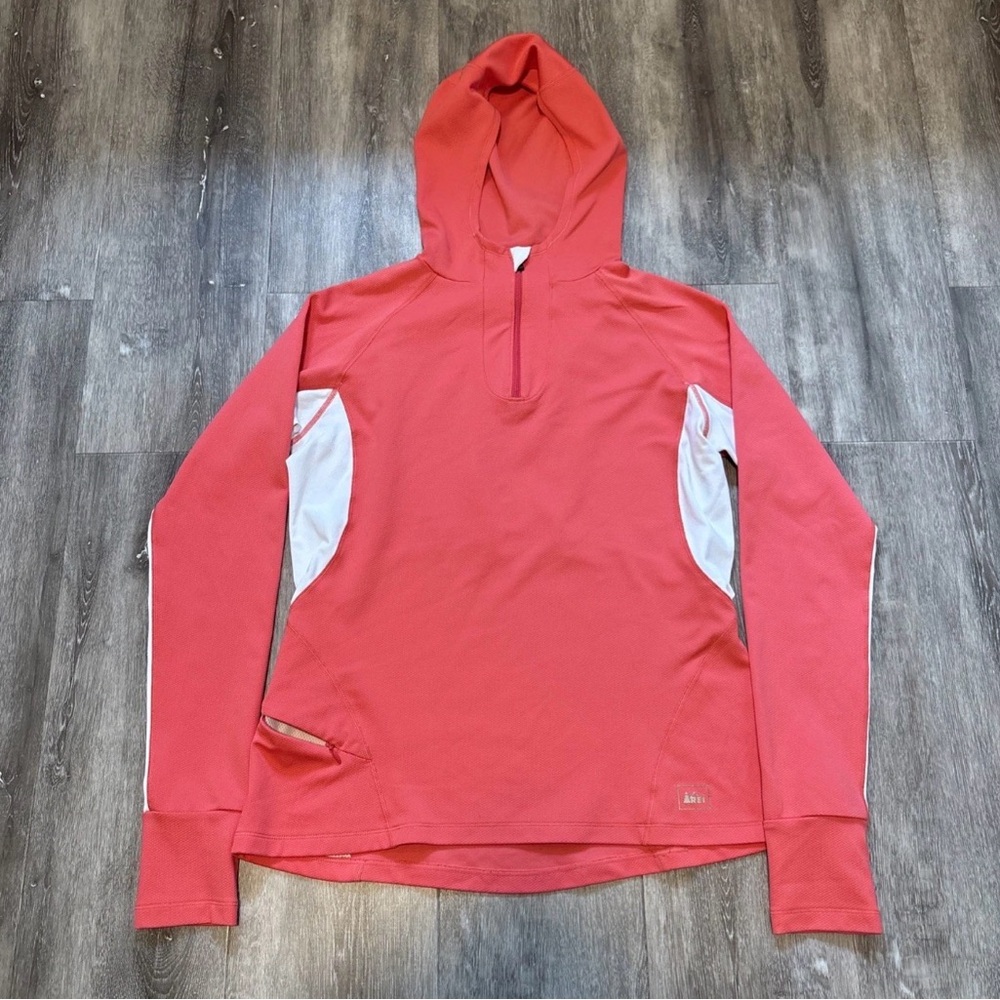REI Coral Hooded Pullover with White Accent